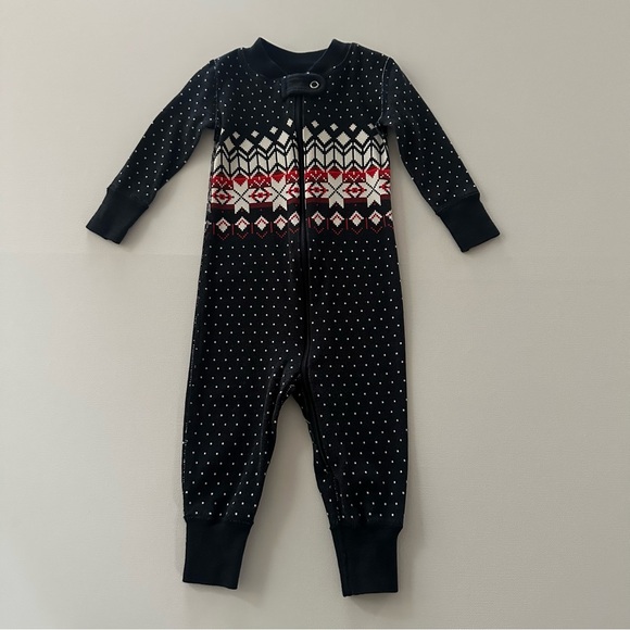 Hanna Andersson Other - Hanna Andersson 3-6 Months Baby Black Romper Pajamas Holiday Christmas Fair Isle